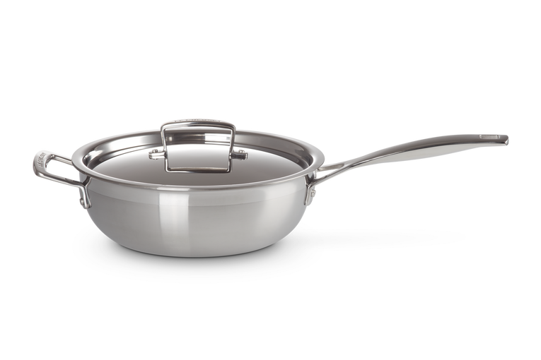 3-ply Stainless Steel Non-Stick Chef's Pan with Lid
