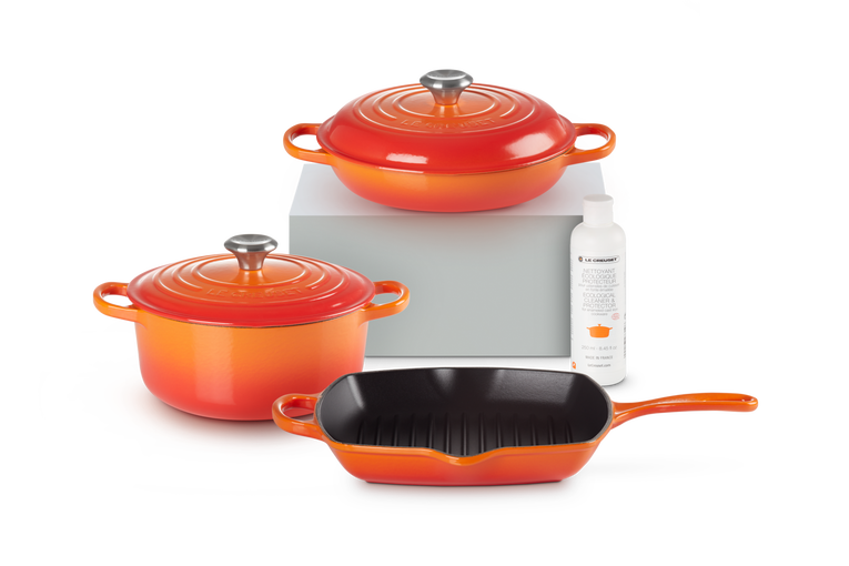 LE CREUSET 3個セット Le Creuset Cast Iron 3 x Saucepan & Lids Plus 1 x Pan Set