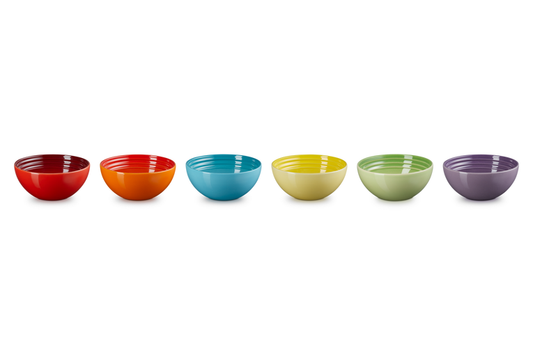 Stoneware Rainbow Set of 6 Snack Bowls