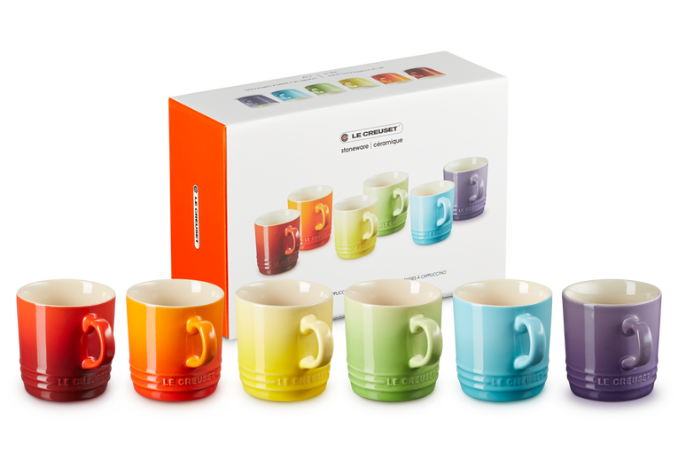 Stoneware Rainbow Set of 6 Cappuccino Mugs Le Creuset FI