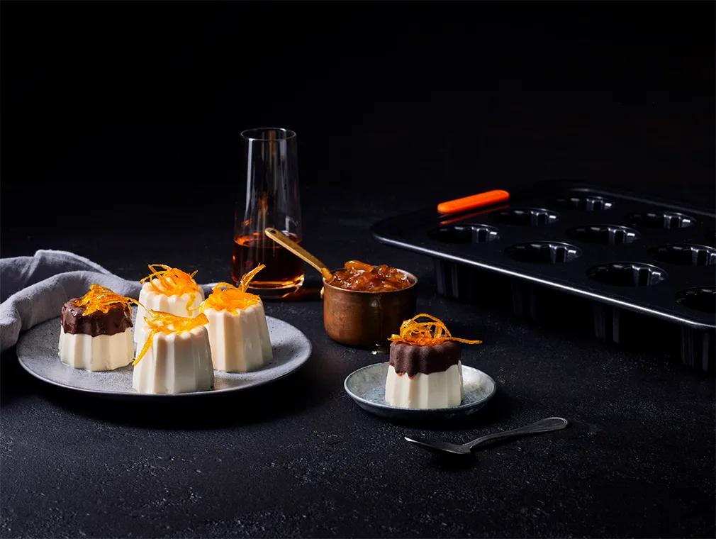 Orange Panna Cotta and Chocolate Christmas Cannelé
