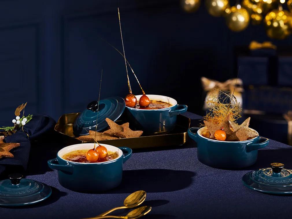 Gingerbread Spiced Crème Brûlée with Gingerbread Stars
