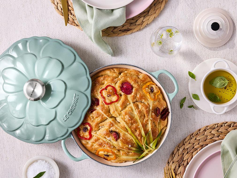 Focaccia with Flower Pattern