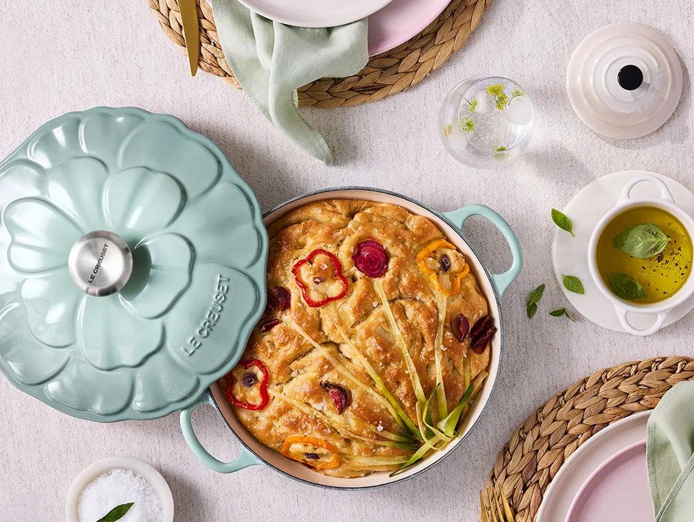Focaccia with Flower Pattern