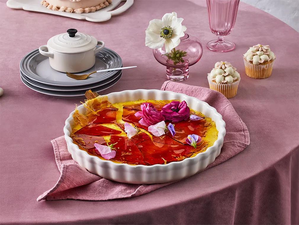 Crustless Custard Tart with Cracked Caramel Top