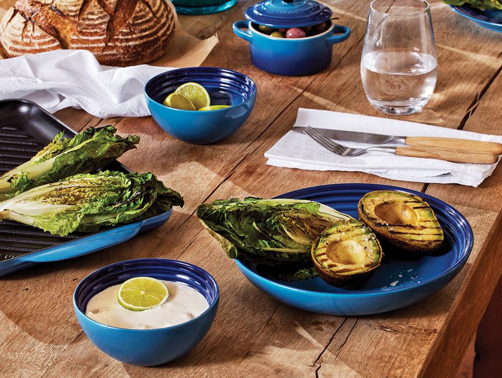Charred Cos and Avo Salad and Crème Fraiche Dressing